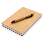 Libreta sostenible de bambú con bolígrafo A5 hojas a rayas EcoBamboo color marrón segunda vista