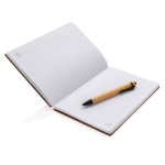 Libreta sostenible de bambú con bolígrafo A5 hojas a rayas EcoBamboo color marrón tercera vista