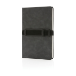 Libretas con logotipo y correa horizontal A5 hojas a rayas Holder color gris oscuro