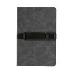 Libretas con logotipo y correa horizontal A5 hojas a rayas Holder color gris oscuro sexta vista