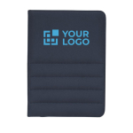 Portafolios reciclados de calidad con bolsillos A4 RPET Water Impact color azul marino vista de impresión
