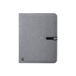 Portafolios corporativos reciclados 600D RPET A4 Mottled Grey color gris primera vista