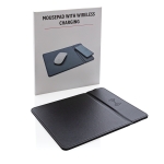 Mousepads personalizados con cargador inalámbrico Wireless color negro vista con caja