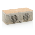 Altavoz eco de paja de trigo y corcho con cargador Wheat Straw color beige vista con logo