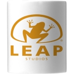 Mugs personalizados baratos blancos de cerámica 330ml Basic Economy color blanco vista con logo