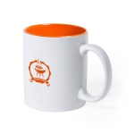 Taza blanca grabada a láser con color interior de 350ml Magic White color naranja primera vista