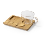 Set de taza de cristal con cuchara y base 180ml Speciality Coffee color madera clara primera vista