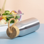 Botellas de acero personalizadas con tapón de bambú 600ml Stylish quinta vista