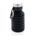 Bidón plegable de silicona antigoteo con mosquetón 550ml Travel color negro