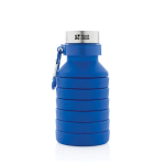 Bidón plegable de silicona antigoteo con mosquetón 550ml Travel color azul vista de impresión