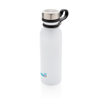 Botella termo con logotipo y asa de silicona 600ml Carry Loop color blanco vista con logo