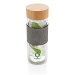 Botellas pequeñas de vidrio personalizadas 360ml Infuser Sleeve color transparente vista con logo
