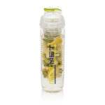 Botellas con compartimento para fruta o hielo 500ml Natural Drink color verde lima vista con logo