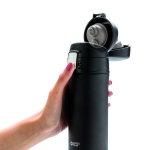 Termos impresos pequeños de acero inoxidable 300ml Swiss Peak Mini color negro tercera vista