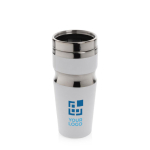 Vasos térmicos de acero y plástico con diseño ergonómico 350ml Contour color blanco vista de impresión