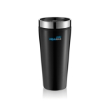 Vasos térmicos personalizados de acero con interior de PP 350ml Spot color negro vista con logo