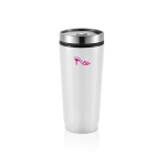 Vasos térmicos personalizados de acero con interior de PP 350ml Spot color blanco vista con logo