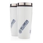 Vasos térmicos personalizados de acero con interior de PP 350ml Spot color blanco segunda vista con logo