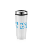 Vasos térmicos personalizados de acero con interior de PP 350ml Spot color blanco vista de impresión