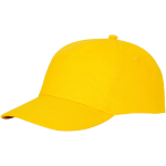 Gorras con logo y cierre de tela adherente, en algodón 175 g/m2 Héroe color amarillo segunda vista frontal