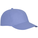Gorras con logo y cierre de tela adherente, en algodón 175 g/m2 Héroe color azul claro vista lateral