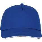Gorra de algodón con línea blanca en la visera 175 g/m2 ClearLine Pro color azul segunda vista frontal
