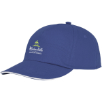 Gorra de algodón con línea blanca en la visera 175 g/m2 ClearLine Pro color azul vista impresión transfer