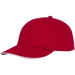 Gorra de algodón con línea blanca en la visera 175 g/m2 ClearLine Pro color rojo segunda vista frontal
