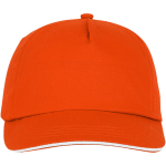 Gorra de algodón con línea blanca en la visera 175 g/m2 ClearLine Pro color naranja segunda vista frontal