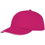 Gorra de algodón con línea blanca en la visera 175 g/m2 ClearLine Pro color rosa segunda vista frontal