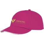 Gorra de algodón con línea blanca en la visera 175 g/m2 ClearLine Pro color rosa vista impresión transfer