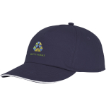 Gorra de algodón con línea blanca en la visera 175 g/m2 ClearLine Pro color azul marino vista impresión transfer