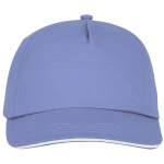 Gorra de algodón con línea blanca en la visera 175 g/m2 ClearLine Pro color azul claro segunda vista frontal