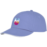 Gorra de algodón con línea blanca en la visera 175 g/m2 ClearLine Pro color azul claro vista impresión transfer