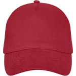 Gorras promocionales de algodón con hebilla 260 g/m2 Héroe Max color rojo segunda vista frontal