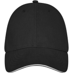 Gorra de 6 paneles y algodón de 260 g/m2 con hebilla ClearLine Metal color negro segunda vista frontal