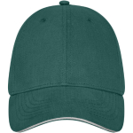 Gorra de 6 paneles y algodón de 260 g/m2 con hebilla ClearLine Metal color verde oscuro segunda vista frontal