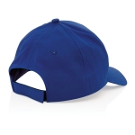 Gorras bordadas de algodón reciclado de 190 g/m2 con visera curva Eco color azul quinta vista