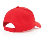 Gorras bordadas de algodón reciclado de 190 g/m2 con visera curva Eco color rojo quinta vista