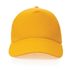 Gorras bordadas de algodón reciclado de 190 g/m2 con visera curva Eco color amarillo oscuro segunda vista