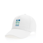 Gorras personalizadas de algodón reciclado 280 g/m2 Eco Plus color blanco vista de impresión