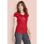 Camisetas para mujer cuello en v de 100% algodón 150 g/m2 SOL'S Moon color rojo