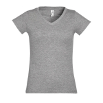 Camisetas para mujer cuello en v de 100% algodón 150 g/m2 SOL'S Moon color gris jaspeado