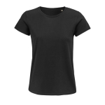 Camisetas para mujer de algodón 100% orgánico 150 g/m2 SOL'S Crusader color negro tercera vista
