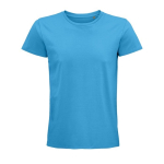 Camiseta unisex ajustada de algodón orgánico 175 g/m2 SOL'S Pioneer color azul cian
