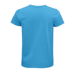 Camiseta unisex ajustada de algodón orgánico 175 g/m2 SOL'S Pioneer color azul cian vista trasera