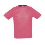 Camisetas transpirables personalizadas poliéster 140 g/m2 SOL'S Sporty color rosa fluorescente cuarta vista