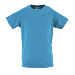 Camiseta para niño deportiva de poliéster 140 g/m2 SOL'S Sporty color azul cian