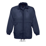 Chaqueta cortavientos impermeable unisex barata 210 g/m2 SOL'S Surf color azul oscuro