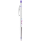 Bolígrafo BIC personalizado con pulsador tinta azul BIC® M10® Clip color blanco